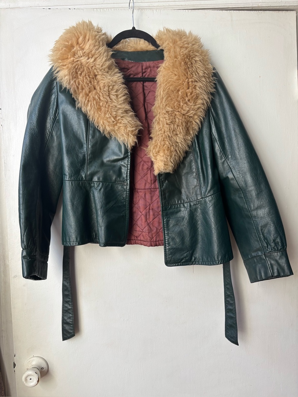 Women’s Dark green Penny Lane Jacket with fur collar